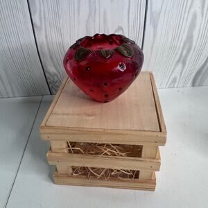 Vintage Pfalzgraff Jamberry Strawberry Candle Holder Votive Rare Pat Ferell